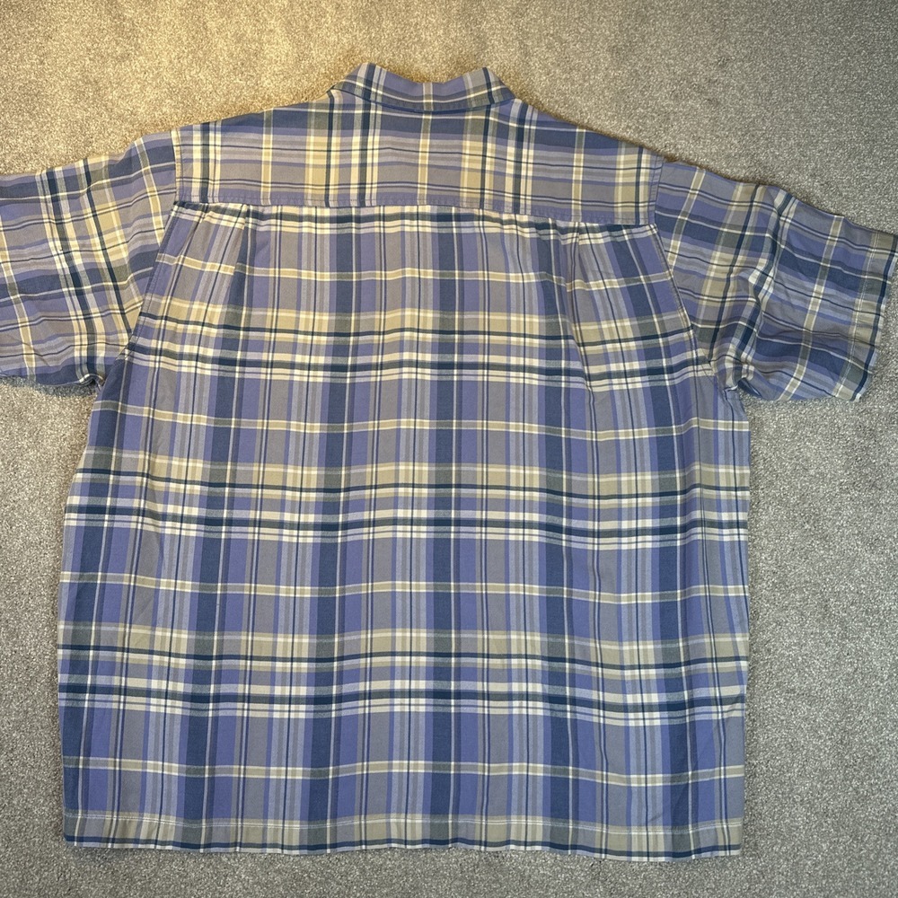 Tommy Bahama Mens Shirt Silk Blue White Plaid Purple  XL Short Sleeve Button‎ - Picture 9 of 11